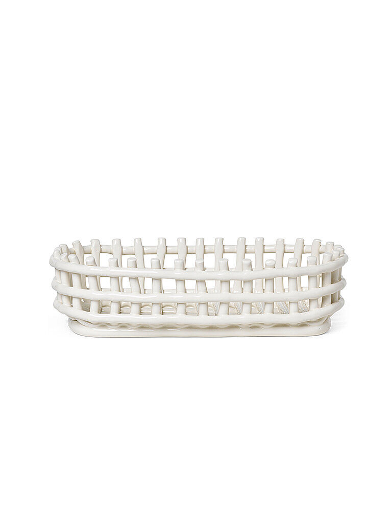 FERM LIVING Brotkorb - Ceramic Basket - Oval 30x15cm Offwhite weiß   1104264538