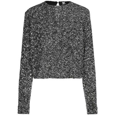 KARO KAUER Langarmshirt SEQUINS SILVER silber M M KARO KAUER Langarmshirt SEQUINS SILVER silber M M