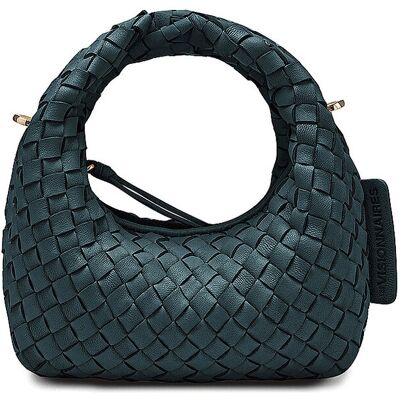 LES VISIONNAIRES Ledertasche - Mini Bag GRETA MICRO WEAVE SILKY dunkelgrün EG LES VISIONNAIRES Ledertasche - Mini Bag GRETA MICRO WEAVE SILKY dunkelgrün EG