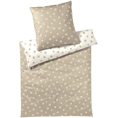 ELEGANTE Satin Bettwäsche PAWS 70x90cm/140x200cm Creme beige EG ELEGANTE Satin Bettwäsche PAWS 70x90cm/140x200cm Creme beige EG