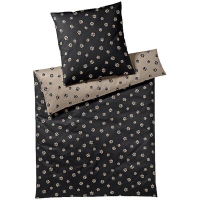 ELEGANTE Satin Bettwäsche PAWS 70x90cm/140x200cm Schwarz schwarz EG ELEGANTE Satin Bettwäsche PAWS 70x90cm/140x200cm Schwarz schwarz EG