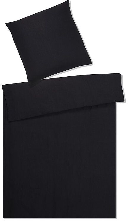 ELEGANTE Halbleinen-Bettwäsche "Breeze" 70x90cm/140x200cm schwarz   7038A