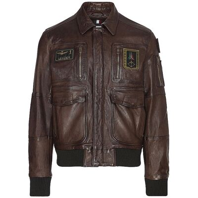 AERONAUTICA MILITARE Lederjacke PILOT braun 48 48 AERONAUTICA MILITARE Lederjacke PILOT braun 48 48