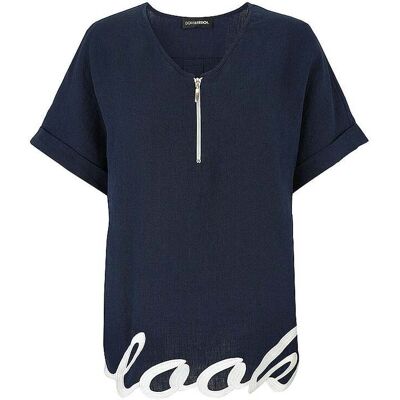 DORIS STREICH Leinenbluse dunkelblau 40 40 DORIS STREICH Leinenbluse dunkelblau 40 40