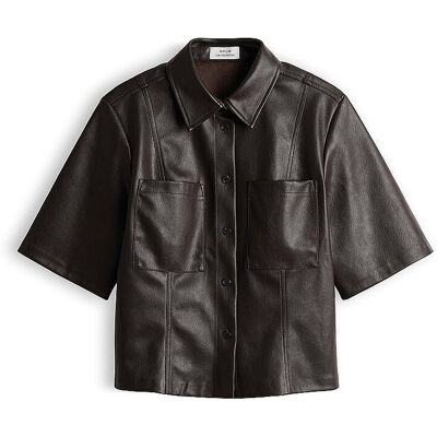 OPUS Hemdbluse in Lederoptik FELEATHER braun 38 38 OPUS Hemdbluse in Lederoptik FELEATHER braun 38 38