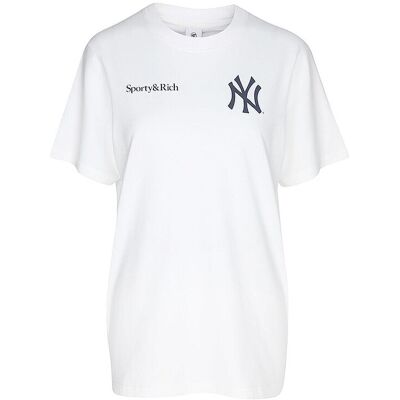 SPORTY & RICH T-Shirt YANKEES CURVE weiss S S SPORTY & RICH T-Shirt YANKEES CURVE weiss S S