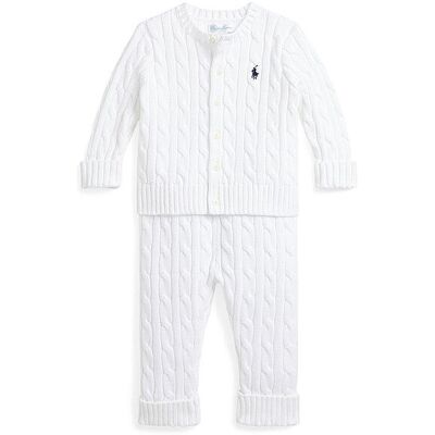 POLO RALPH LAUREN Baby Set 2-tlg Cardigan und Hose weiss 74 74 POLO RALPH LAUREN Baby Set 2-tlg Cardigan und Hose weiss 74 74
