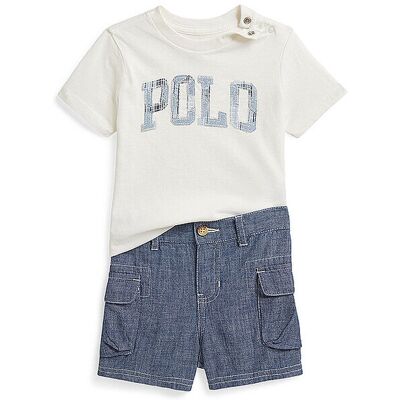 POLO RALPH LAUREN Baby Set 2-teilig T-Shirt mit Shorts creme 74 74 POLO RALPH LAUREN Baby Set 2-teilig T-Shirt mit Shorts creme 74 74