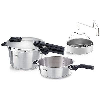 FISSLER Schnellkochtopf Set 2-tlg VITAQUICK 4,5l+2,5l Eedelstahl silber EG FISSLER Schnellkochtopf Set 2-tlg VITAQUICK 4,5l+2,5l Eedelstahl silber EG