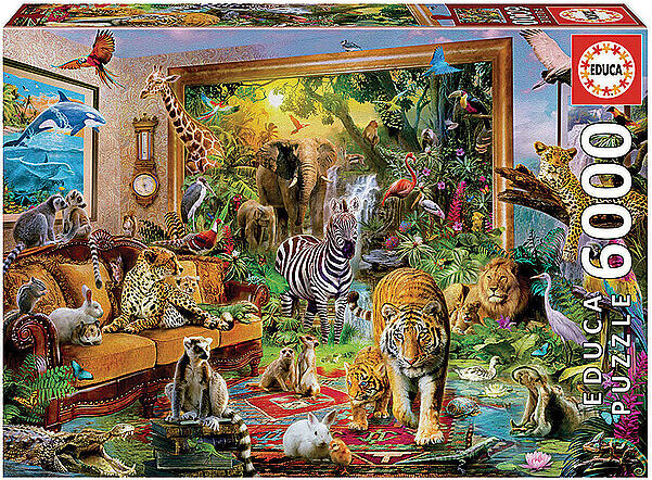 EDUCA Wilde Tiere im Haus 6000 Teile Puzzle