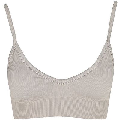 AIM'N Damen Sport-BH Deep Cut Ribbed Seamless Low Support beige L L AIM'N Damen Sport-BH Deep Cut Ribbed Seamless Low Support beige L L