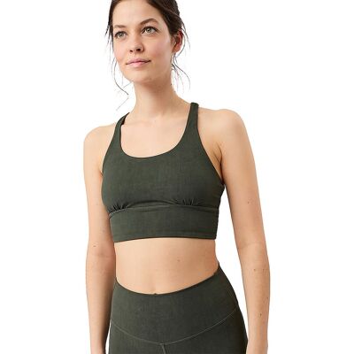 MANDALA Damen Sport-BH Mono Printed Medium Support dunkelgrün L L MANDALA Damen Sport-BH Mono Printed Medium Support dunkelgrün L L