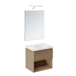 COSMIC B-Best Badmöbel Set 60 cm mit Spiegel und Wandleuchte