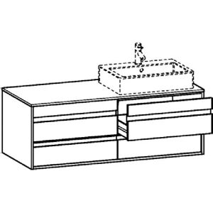 Duravit Ketho Waschtischunterbau wandhängend 140 cm, 4 Auszügen, für 1 Einbauwaschtisch rechts