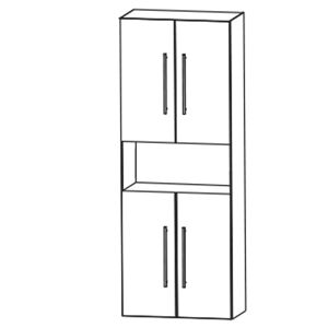 Puris c!mano Hochschrank 60 cm mit 4 Türen und 1 offenem Fach, Griff 329