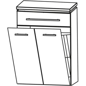 Puris Cool Line Highboard 60 x 30 x 84 cm mit 1 Wäschekippe und 1 Schubkasten, Griff 289