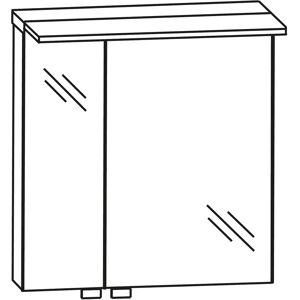 Puris Kao Line Serie B Spiegelschrank 60 cm mit LED Flächenleuchte, große Tür rechts