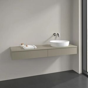 Villeroy & Boch Antao Waschbeckenunterschrank, 160 x 19 cm, 2 Auszüge mit LED-Licht, Front ohne Struktur, mit Hahnloch, für Waschtisch rechts