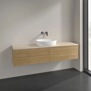 Villeroy & Boch Antao Waschbeckenunterschrank, 160 x 36 cm, 4 Auszüge mit LED-Licht, Front ohne Struktur, ohne Hahnloch, für Waschtisch mittig