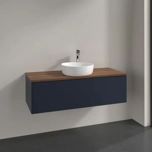 Villeroy & Boch Antao Waschbeckenunterschrank, 120 x 36 cm, 1 Auszug mit LED-Licht, Front ohne Struktur, mit Hahnloch, für Waschtisch mittig