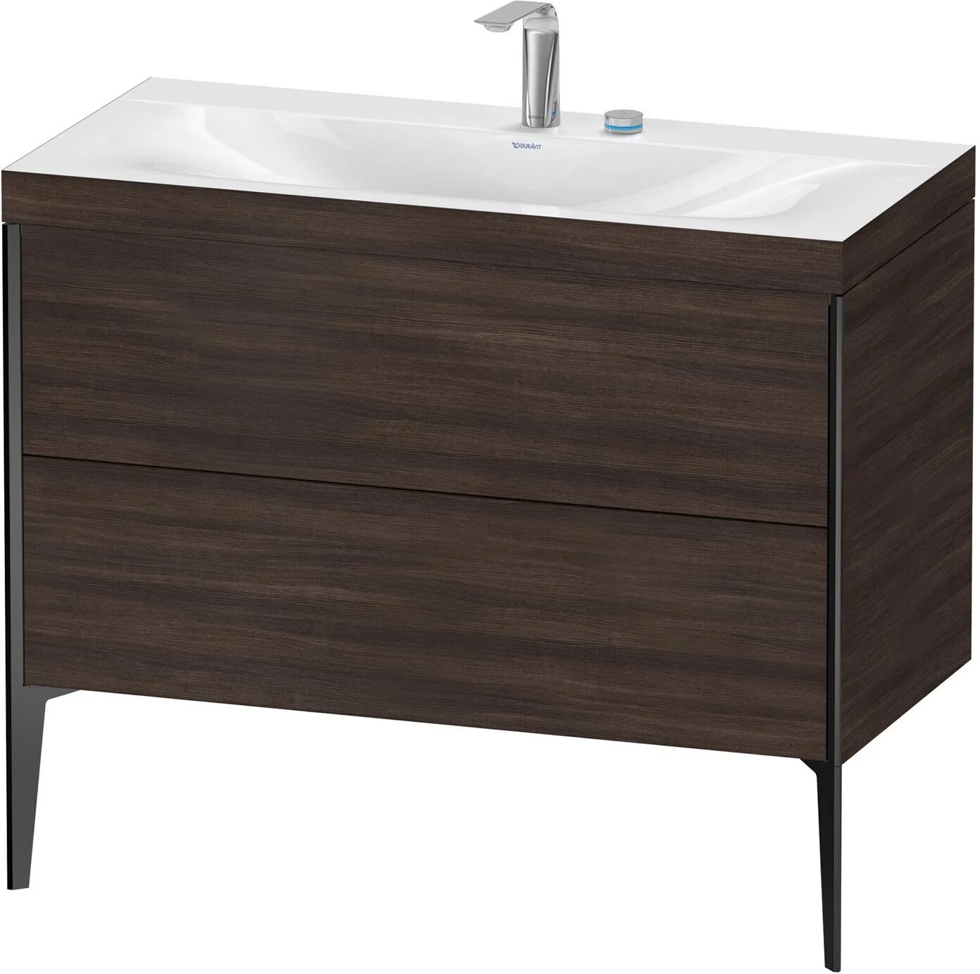 Duravit XViu Möbelwaschtisch 100 x 48 cm c-bonded mit 2 Hahnlöchern, mit 2 Auszügen, bodenstehend   kastanie dunkel (dekor) XV4711EB253C