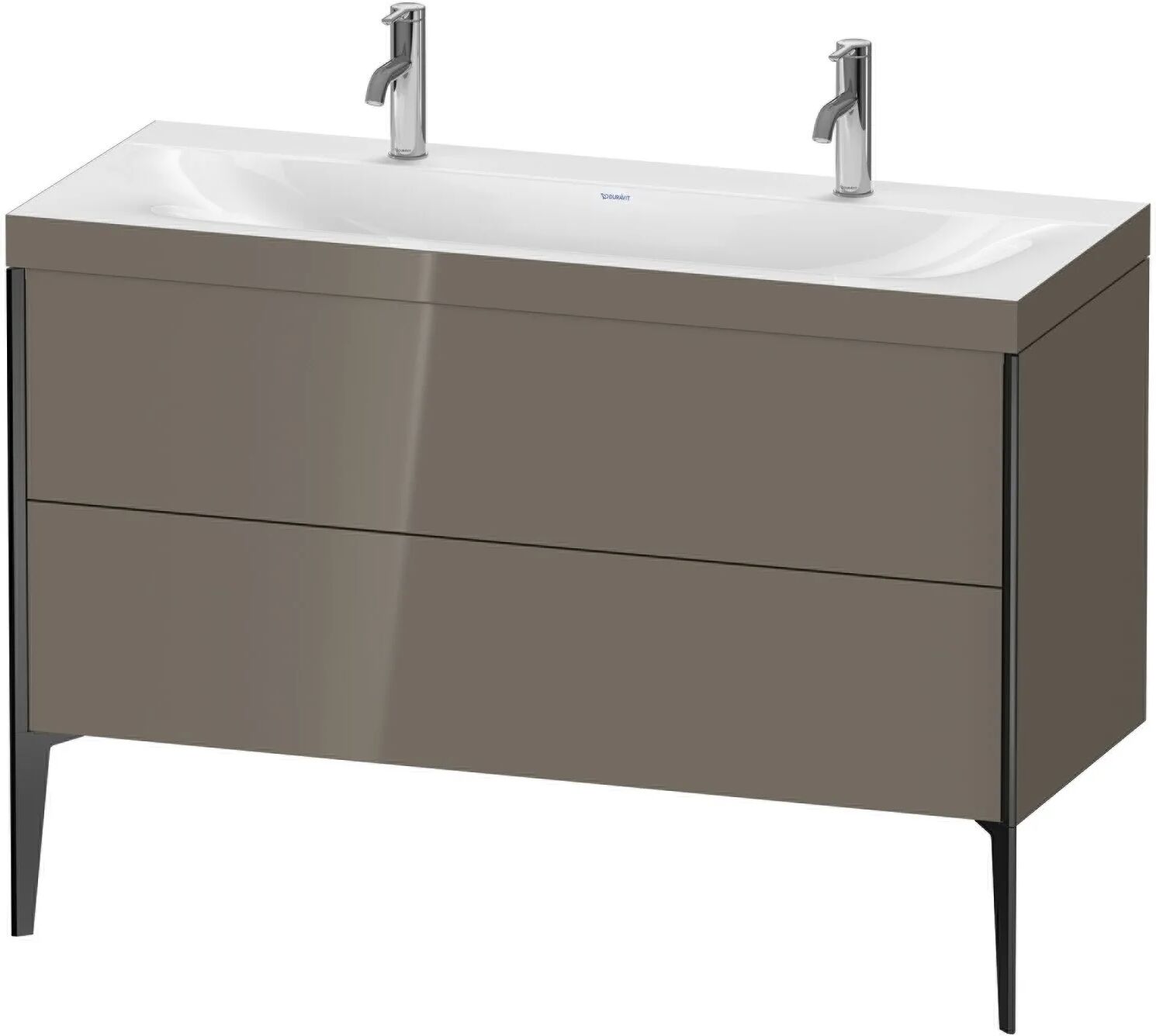 Duravit XViu Möbelwaschtisch 120 x 48 cm c-bonded mit 2x 1 Hahnloch, mit 2 Auszügen, bodenstehend   flannel grey hochglanz (lack) XV4713OB289C