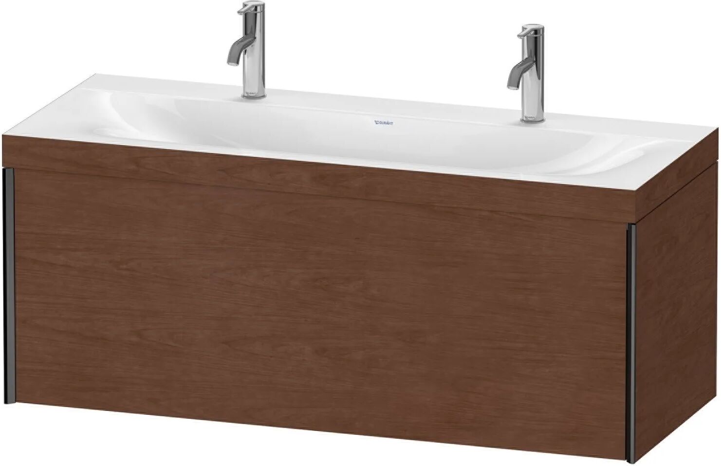 Duravit XViu Möbelwaschtisch 120 x 48 cm c-bonded mit 2x 1 Hahnloch, wandhängend mit 1 Auszug   amerikanischer nussbaum (echtholzfurnier)