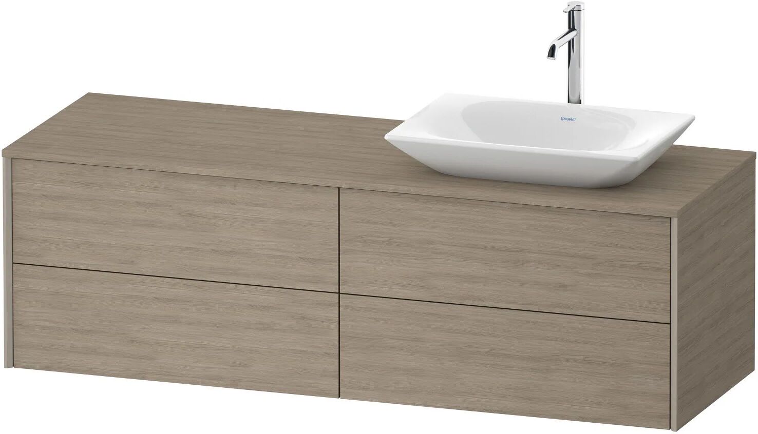 Duravit XViu Waschtischunterbau 160 cm, mit 4 Auszügen, Ausschnitt rechts, mit Zusatzmodul "F"   eiche terra (dekor) XV4775RB1350F00