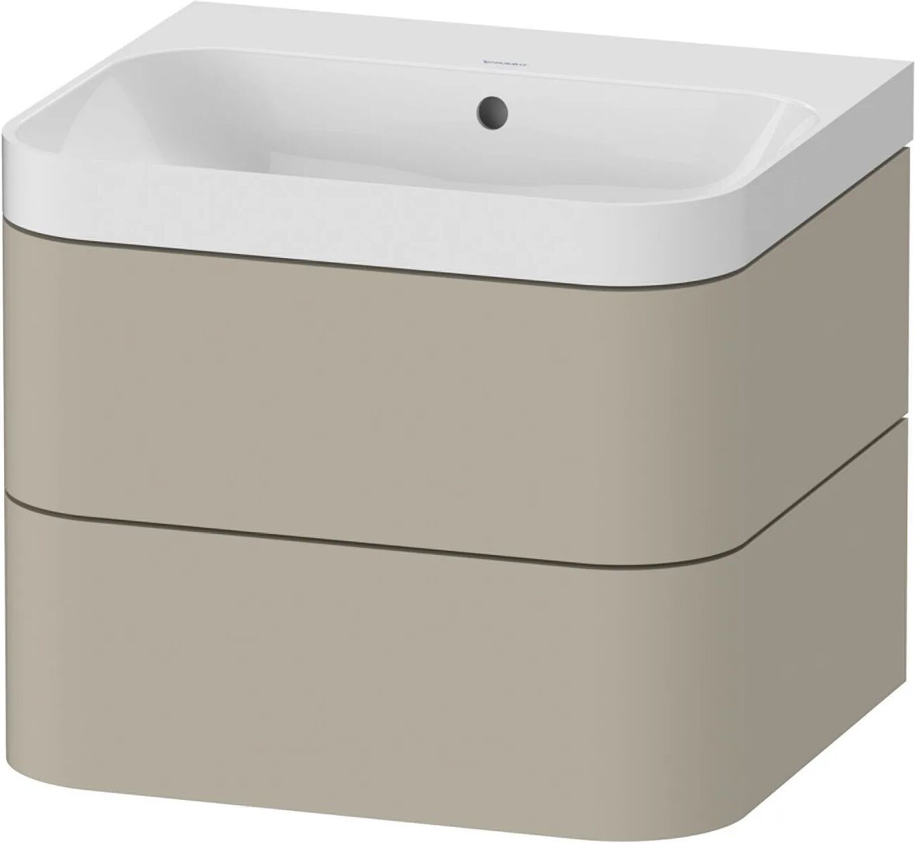 Duravit Happy D.2 Plus Möbelwaschtisch 57,5 x 49 cm c-shaped, ohne Hahnloch, mit 2 Auszügen  B: 57,5 T: 49 H: 46,8 cm taupe seidenmatt (lack)