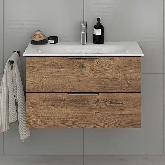 Steinkamp Living 2.0 Waschtischunterschrank 77 cm für GROHE Essence Waschtisch 80 cm Living 2.0 B: 77 T: 44,8 H: 48,2 cm eiche ribbeck quer