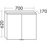 burgbad SYS 30 Spiegelschrank mit horizontaler LED-Aufsatzleuchte Teno, 70 x 62 cm