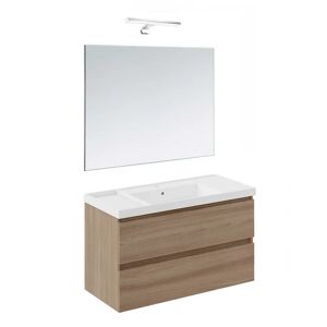 COSMIC B-Best Badmöbel Set 100 cm mit Spiegel und Wandleuchte