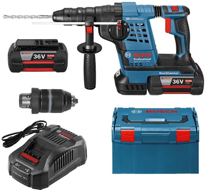 Bosch Blau GBH 36 V-LI Plus Professional Akku-Bohrhammer mit SDS-plus 36V, 4,0Ah + Koffer 0611907002