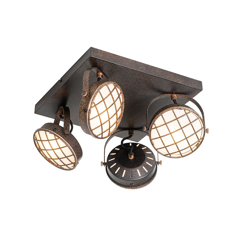 QAZQA Vintage Deckenlampe rostbraun eckig 4-flammig - Tamina