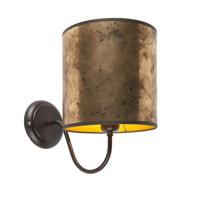 QAZQA Klassische Wandlampe braun mit Bronzeschirm - Matt