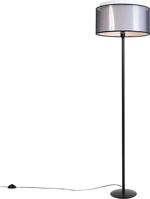 QAZQA Schwarze Stehlampe mit Duo-Schirm schwarz / weiß 47 cm - Simplo