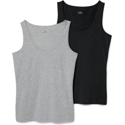 Tchibo - 2 Tops - Damen - Gr. XL - schwarz Tchibo - 2 Tops - Damen - Gr. XL - schwarz