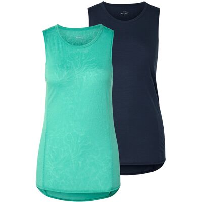 Tchibo - 2 Sport-Tops - Damen - Gr. XS - türkis/print Tchibo - 2 Sport-Tops - Damen - Gr. XS - türkis/print