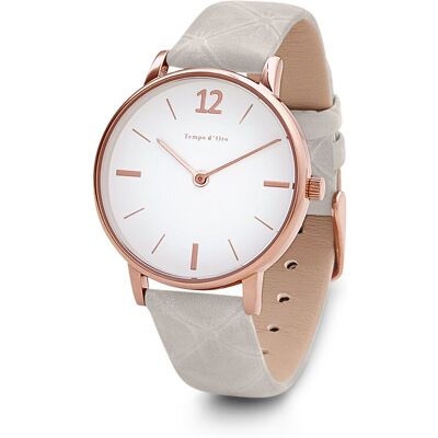 Tchibo - Armbanduhr mit Lederband - grau Tchibo - Armbanduhr mit Lederband - grau
