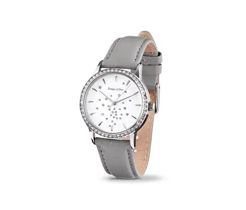 Tchibo - Damen-Armbanduhr mit Glassteinen - Silber Glas