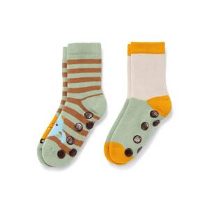 Tchibo - 2 Paar Antirutsch-Socken - Braun/Gestreift -Kinder - Gr.: 23-26 Baumwolle 1x 23-26 unisex