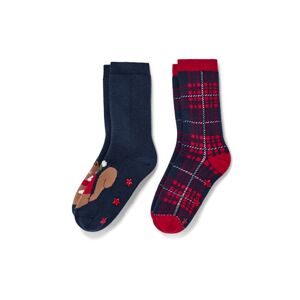 Tchibo - 2 Paar Kleinkind-Antirutsch-Socken - Dunkelblau/Kariert -Kinder - Gr.: 19-22 Baumwolle 1 19-22 unisex