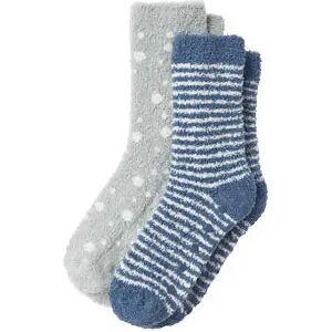 Tchibo - 2 Paar Kuschelsocken - Weiss/Gestreift -Kinder - Gr.: 27-30 Polyester 1x 27-30 unisex