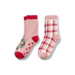 Tchibo - 2 Paar Kleinkinder-Antirutsch-Socken mit Herz-Jacquard - Weiss/Kariert -Kinder - Gr.: 19-22 Baumwolle 1x 19-22 unisex