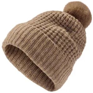 Tchibo - Strickmütze mit Bommel - Cognac/Meliert Polyester   female