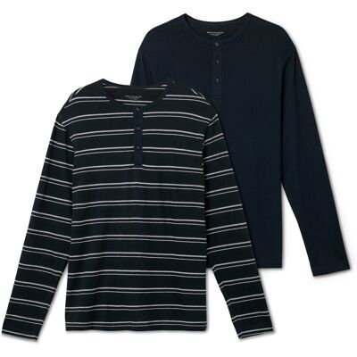 Tchibo - 2 Pyjama-Shirts - Herren - Gr. S - dunkelblau/gestreift Tchibo - 2 Pyjama-Shirts - Herren - Gr. S - dunkelblau/gestreift
