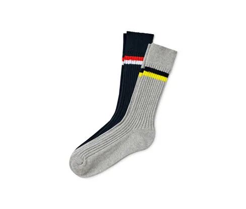 Tchibo - 2 Paar Rippstrick-Socken - Dunkelblau/Meliert - Gr.: 44-46 Baumwolle 1x 44-46