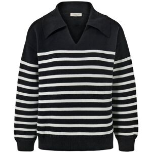 Tchibo - Pullover mit Kragen - Damen - Gr. S - schwarz/gestreift Tchibo - Pullover mit Kragen - Damen - Gr. S - schwarz/gestreift