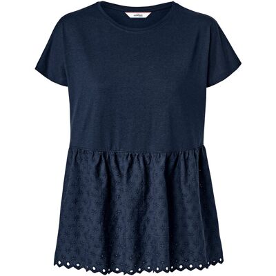 Tchibo - Shirt im Materialmix mit Stickerei - Damen - Gr. M - dunkelblau Tchibo - Shirt im Materialmix mit Stickerei - Damen - Gr. M - dunkelblau