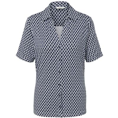 Tchibo - Bedrucktes Blusenshirt mit Knopfleiste - Damen - Gr. S - dunkelblau Tchibo - Bedrucktes Blusenshirt mit Knopfleiste - Damen - Gr. S - dunkelblau
